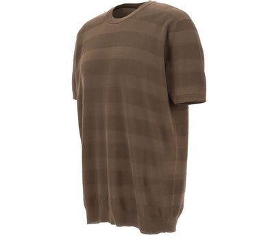 KANGRA Maglia in cotone con lavorazione a righe BROWN Uomo 