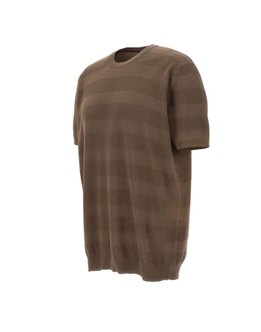 KANGRA Maglia in cotone con lavorazione a righe BROWN Uomo 