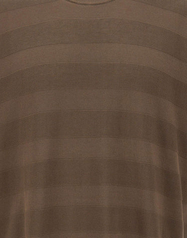 KANGRA Maglia in cotone con lavorazione a righe BROWN Uomo 
