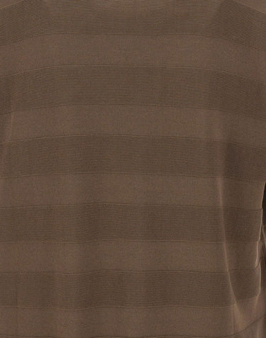 KANGRA Maglia in cotone con lavorazione a righe BROWN Uomo 