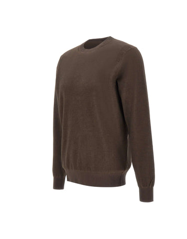 KANGRA Maglia girocollo in cotone BROWN Uomo 