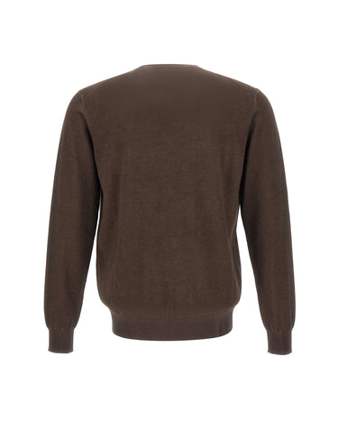KANGRA Maglia girocollo in cotone BROWN Uomo 