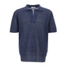 KANGRA Polo in lino traforata BLUE Uomo 