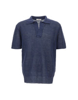 KANGRA Polo in lino traforata BLUE Uomo 