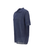 KANGRA Polo in lino traforata BLUE Uomo 