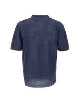 KANGRA Polo in lino traforata BLUE Uomo 
