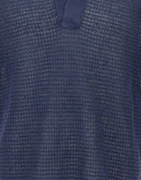 KANGRA Polo in lino traforata BLUE Uomo 