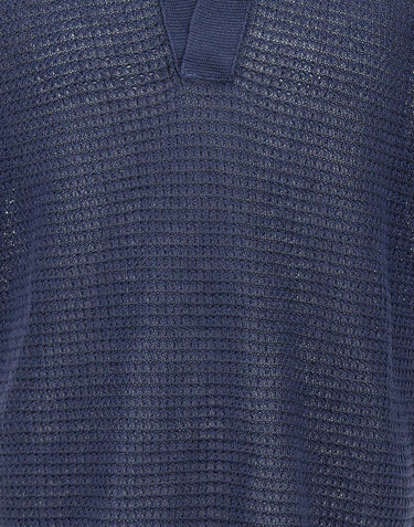 KANGRA Polo in lino traforata BLUE Uomo 