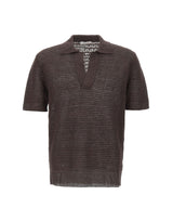 KANGRA Polo in lino traforata BROWN Uomo 