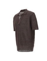KANGRA Polo in lino traforata BROWN Uomo 