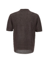 KANGRA Polo in lino traforata BROWN Uomo 