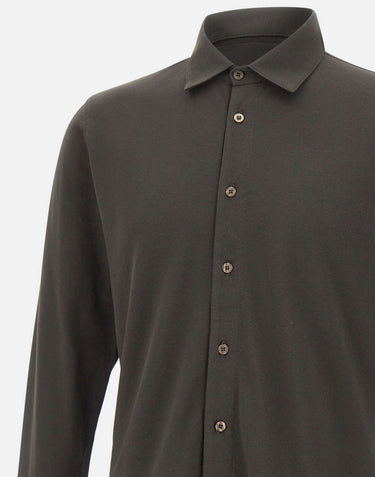 KANGRA Camicia in jersey piquet BROWN Uomo 