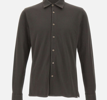 KANGRA Camicia in jersey piquet BROWN Uomo 