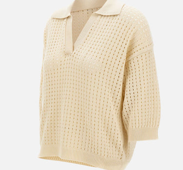 KANGRA Polo in cotone traforata WHITE Donna 