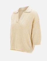 KANGRA Polo in cotone traforata WHITE Donna 