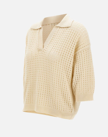KANGRA Polo in cotone traforata WHITE Donna 
