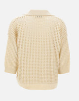KANGRA Polo in cotone traforata WHITE Donna 