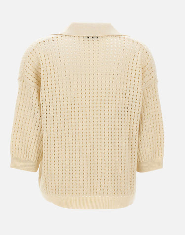 KANGRA Polo in cotone traforata WHITE Donna 