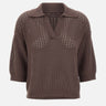 KANGRA Polo in cotone traforata BROWN Donna 