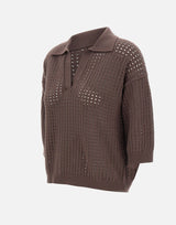 KANGRA Polo in cotone traforata BROWN Donna 