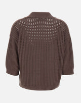 KANGRA Polo in cotone traforata BROWN Donna 