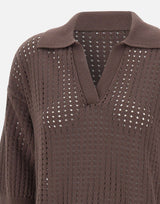 KANGRA Polo in cotone traforata BROWN Donna 