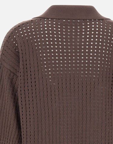 KANGRA Polo in cotone traforata BROWN Donna 