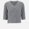 KANGRA Maglia a V con paillettes GREY Donna 