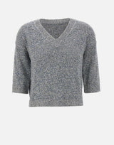 KANGRA Maglia a V con paillettes GREY Donna 