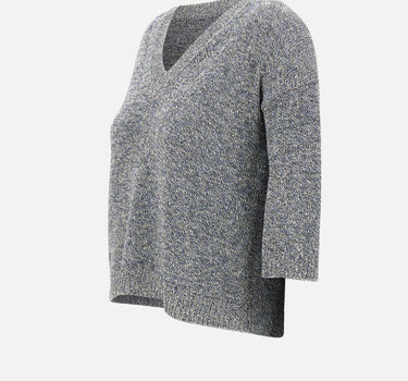 KANGRA Maglia a V con paillettes GREY Donna 