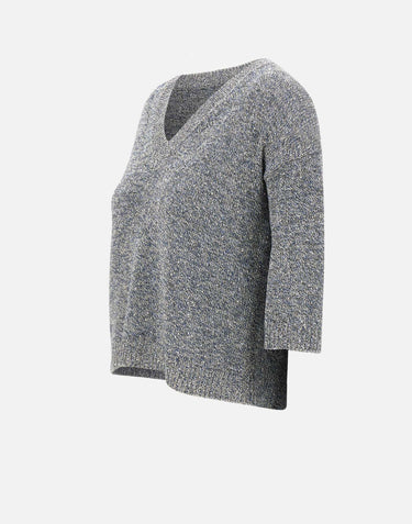 KANGRA Maglia a V con paillettes GREY Donna 