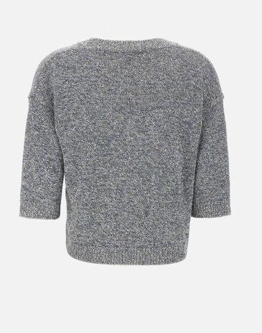 KANGRA Maglia a V con paillettes GREY Donna 