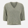 KANGRA Maglia a V con paillettes GREEN Donna 