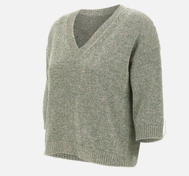 KANGRA Maglia a V con paillettes GREEN Donna 