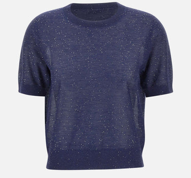 KANGRA Maglia a maniche corte con micro paillettes BLUE Donna 
