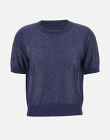 KANGRA Maglia a maniche corte con micro paillettes BLUE Donna 