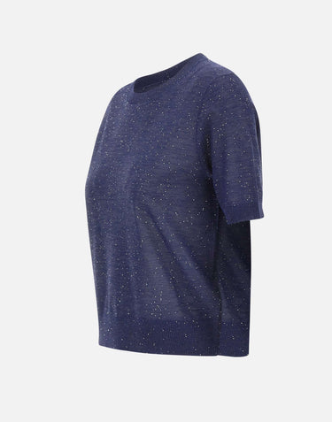 KANGRA Maglia a maniche corte con micro paillettes BLUE Donna 