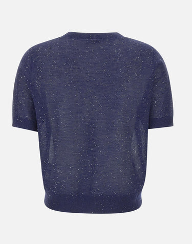 KANGRA Maglia a maniche corte con micro paillettes BLUE Donna 