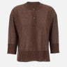 KANGRA Maglia con bottoni e micro paillettes BROWN Donna 