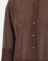 KANGRA Maglia con bottoni e micro paillettes BROWN Donna 