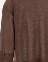 KANGRA Maglia con bottoni e micro paillettes BROWN Donna 