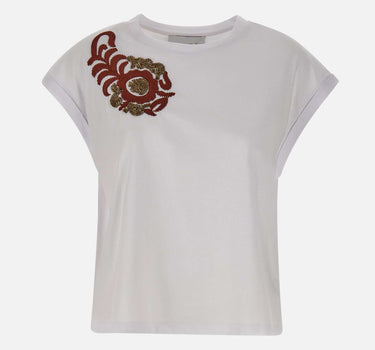 KAOS T-shirt con ricamo floreale WHITE Donna 