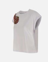 T-shirt con ricamo floreale SP1DK003 1019 KAOS 