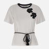 KAOS T-shirt ricamata con cintura WHITE Donna 