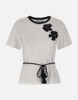 KAOS T-shirt ricamata con cintura WHITE Donna 