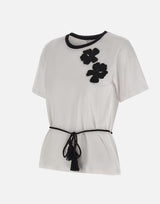 KAOS T-shirt ricamata con cintura WHITE Donna 