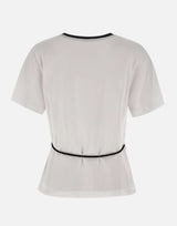 KAOS T-shirt ricamata con cintura WHITE Donna 