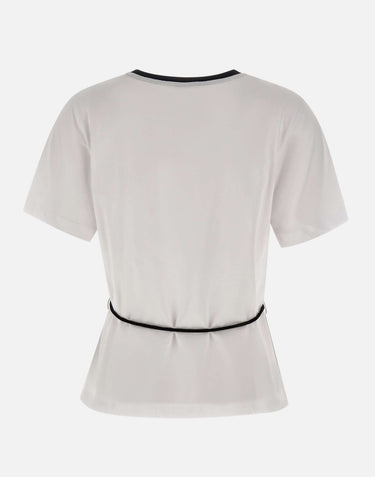 KAOS T-shirt ricamata con cintura WHITE Donna 