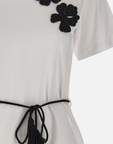 KAOS T-shirt ricamata con cintura WHITE Donna 