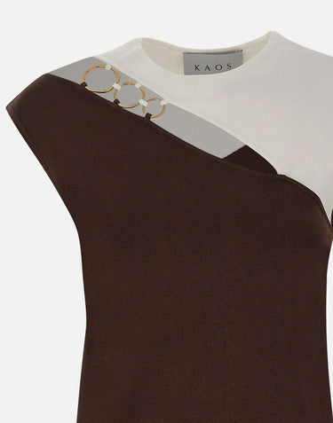 Top bicolor con anelli SP1NT008 6A44 KAOS 